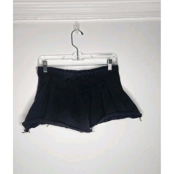 Pretty Little Things Y2K Black Denim Pleated Mini Skirt Size 0 - Picture 4 of 5